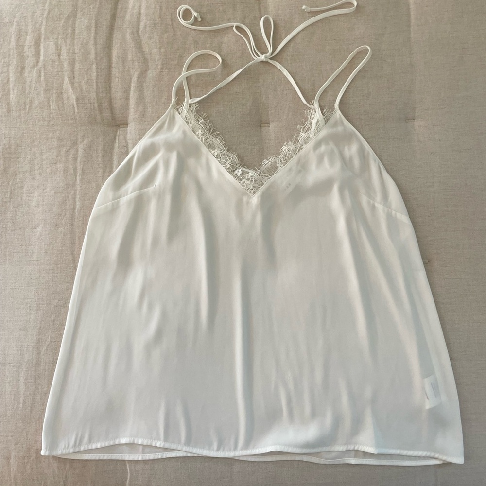 Lush White Lace Trim Cami Top